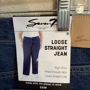 NWT Size 20W, Seven7 Loose Straight Jeans in “Confident”